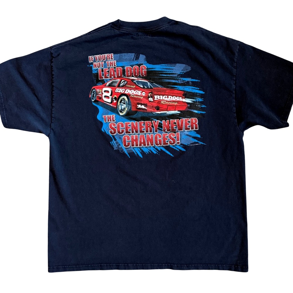 Vintage Graphic Tee Big Dogs Racing XL Retro Dad T-Shirt
